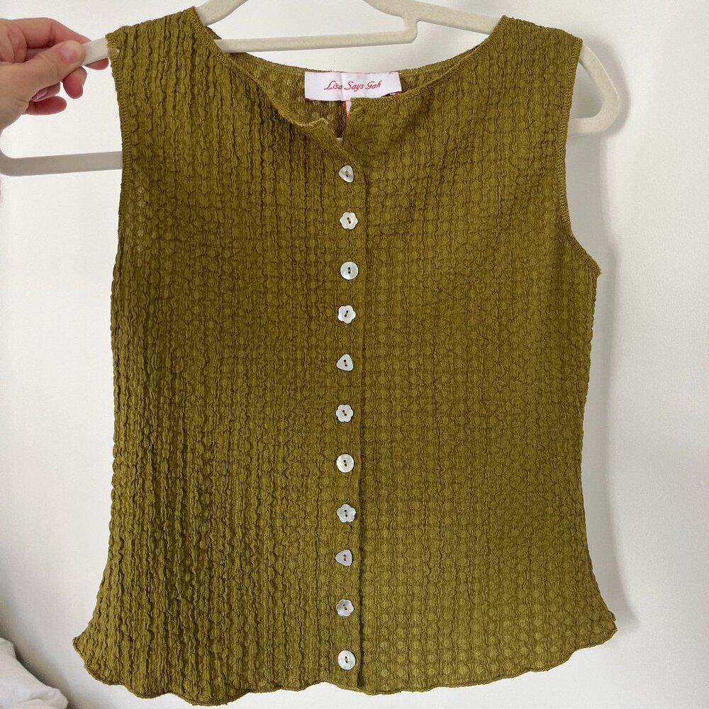 Lisa Says Gah Summer Top Olive - Size M (fits like a small!)
